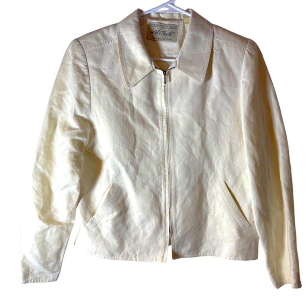 Lord &‎ Taylor Fifth Avenue Collection Petite Linen Blend Zip Font Jacket Blazer